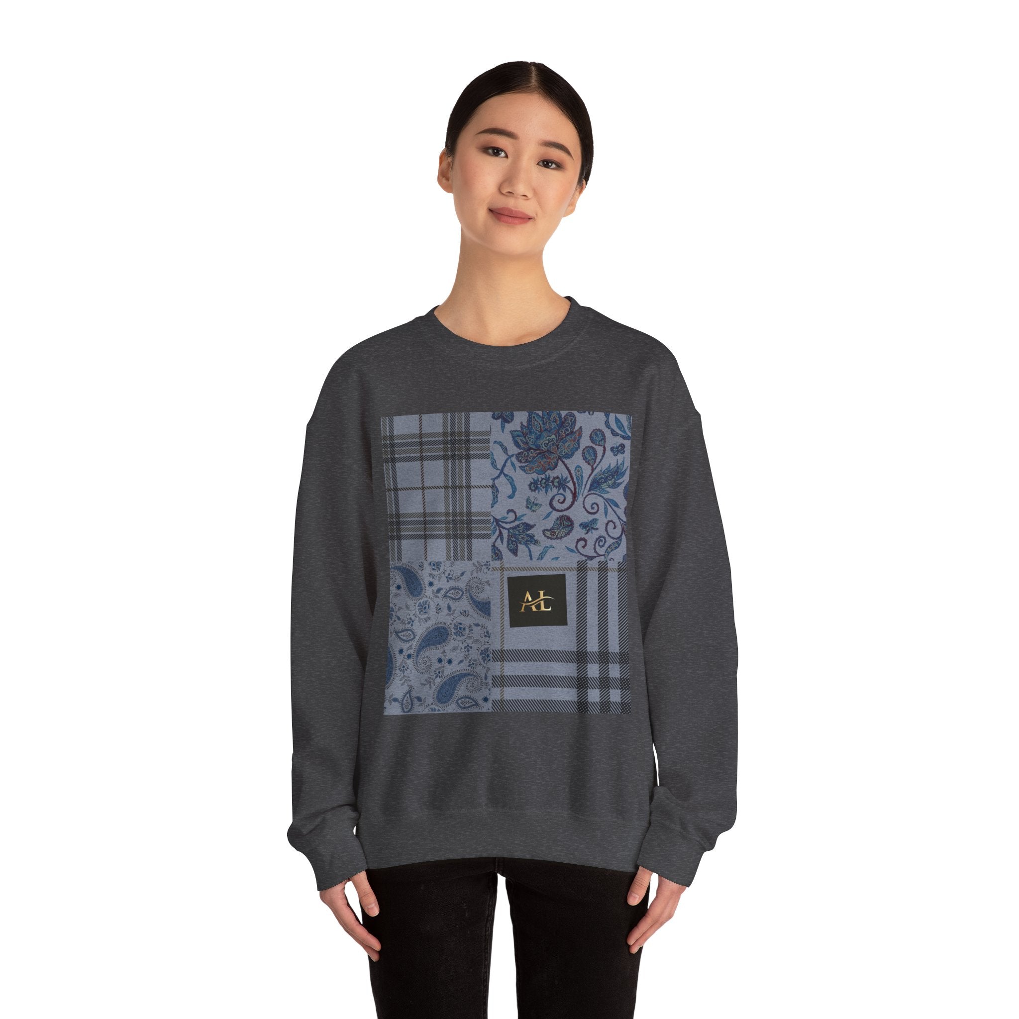 0. Cozy Patchwork Sweatshirt - Casual Fall Fashion