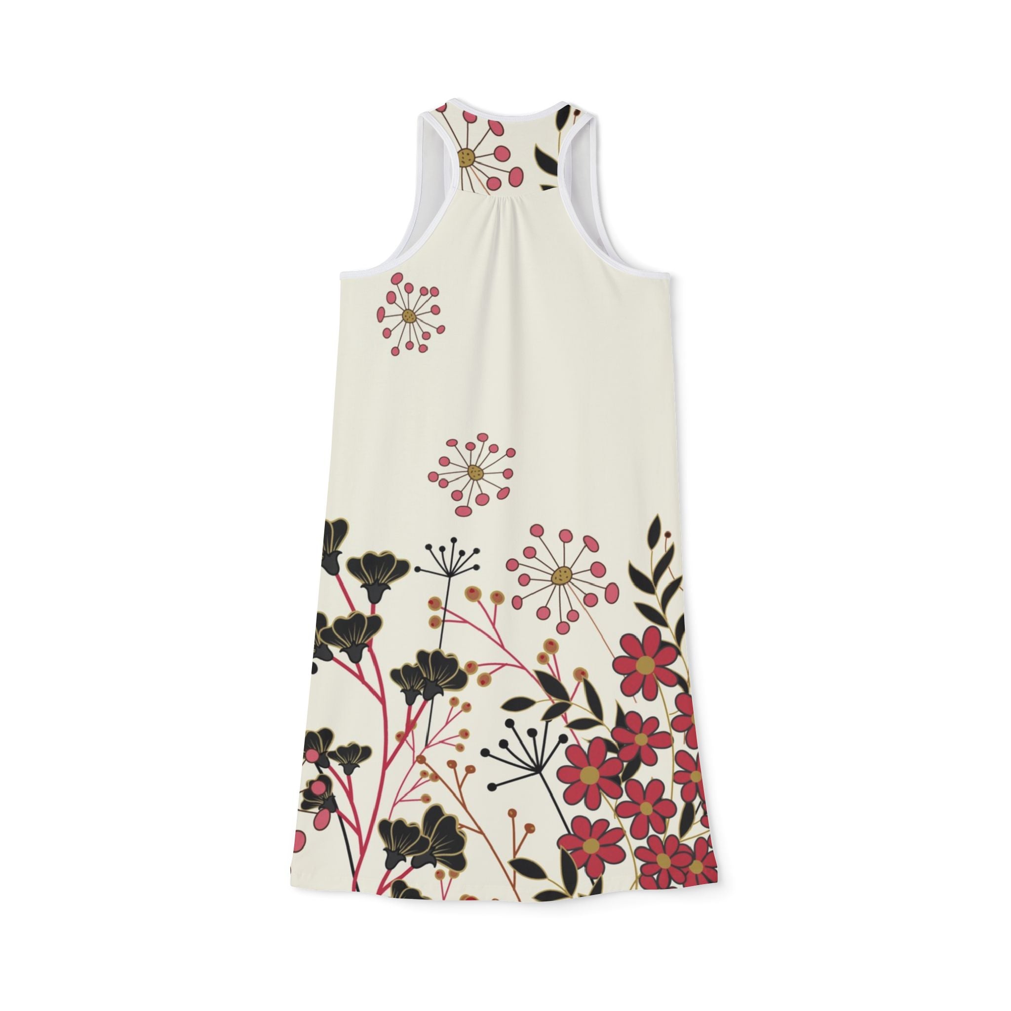 0. Floral Print Women's Racerback Dress, Summer Dress, Boho Style, Casual Dress, Vacation Outfit, Garden Party Wear